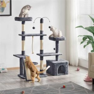 Cat & maine coon Deluxe Multilevel Plush Cat Tree with Sisal Scratching Posts