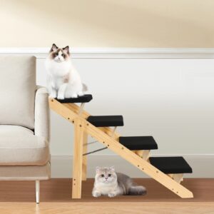 Cat & maine coon Multi-Purpose Wooden Pet Stairs & Ramp - 4-Level Design for Cats and Dogs